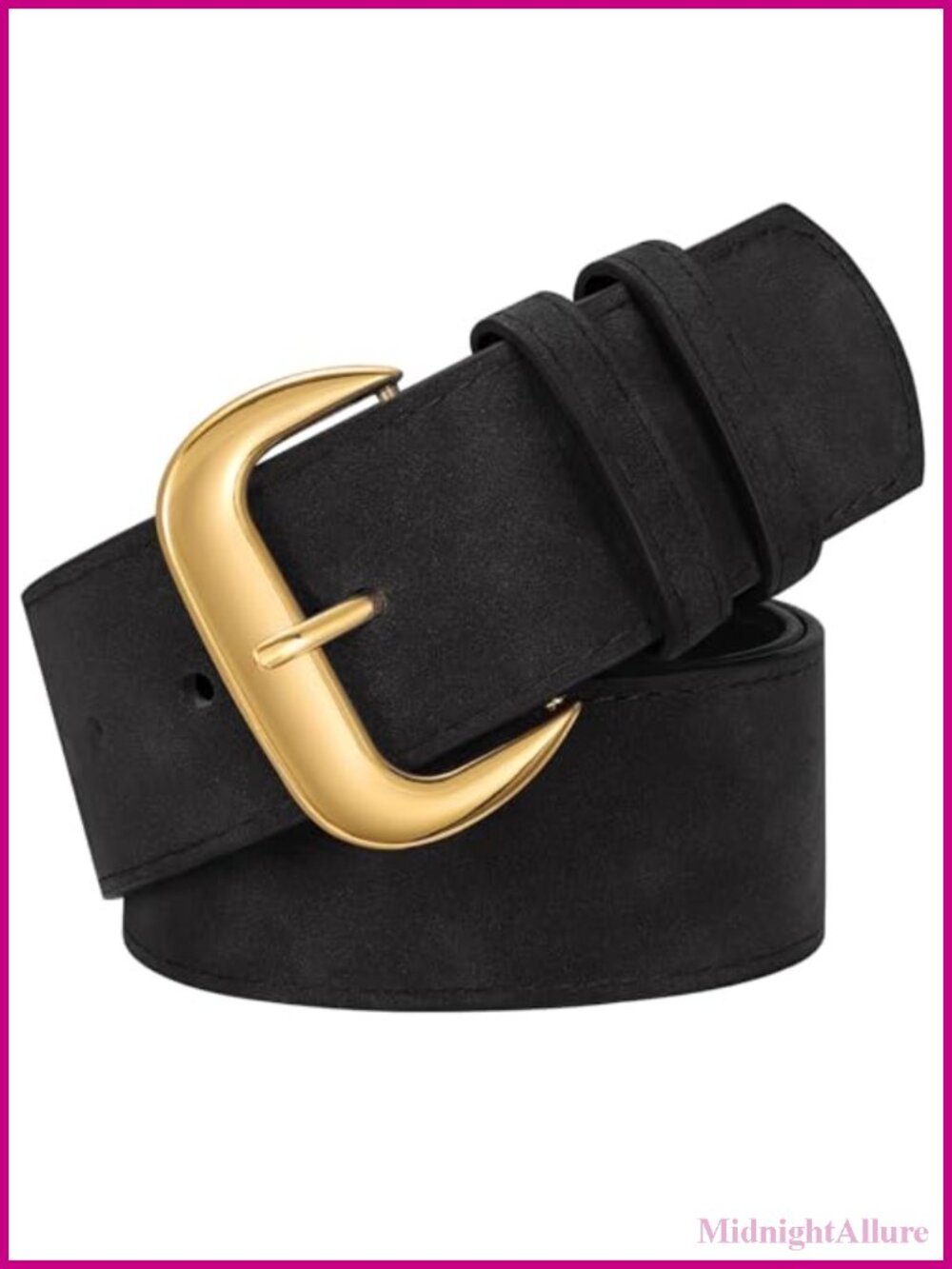 Wide Chunky Suede Belt Gold Buckle Women's Fashion Waist Cinch